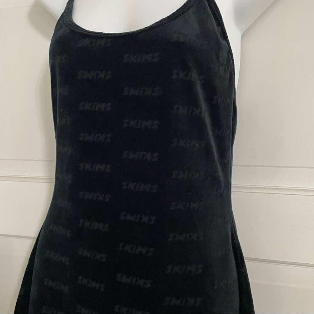 SKIMS Logo Velour Slip Dress Black - Picture 3 of 12